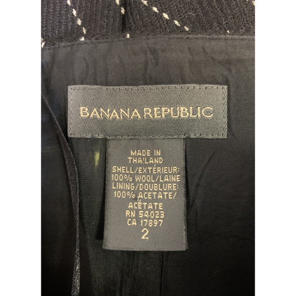Banana Republic Dress Womens 2 Black White Striped Wool Fit & Flare Strapless - Picture 10 of 14